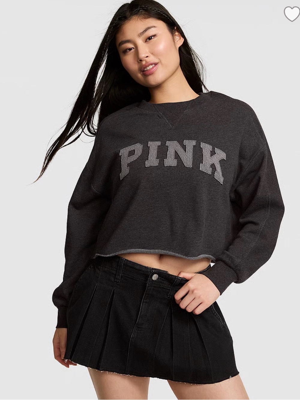 PINK Victoria's Secret Cropped Terry Crewneck Sweatshirt